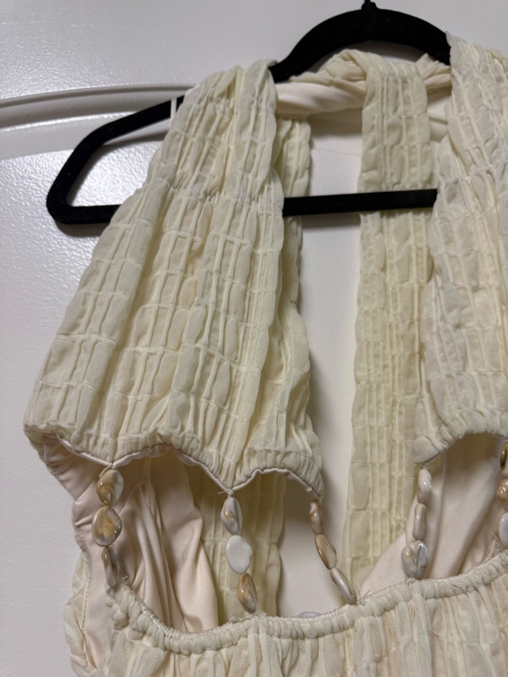 Backless Ivory Halter Maxi Dress with Cutout Waist - Picture 4 of 4